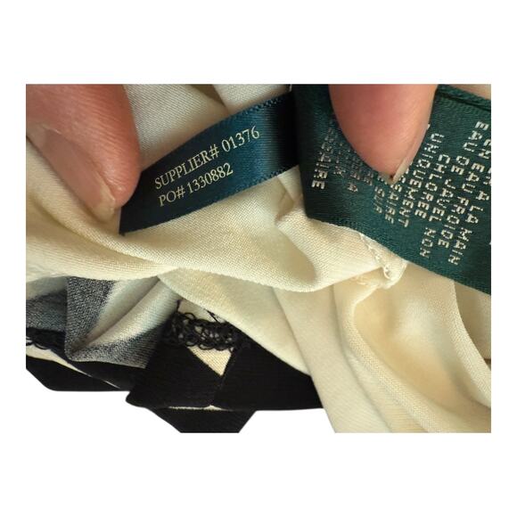 Lauren Ralph Lauren Black with White Shamrock Pattern Ties Back 10 - Picture 11 of 11